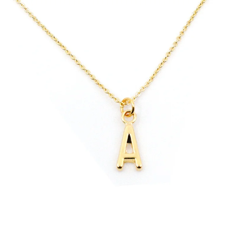 Handcrafted Pendant Necklace-Alphabet Letter Necklace - Gold Small Single