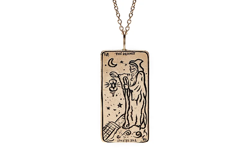 Wedding Necklace with Crystals-The Hermit Tarot Card Necklace