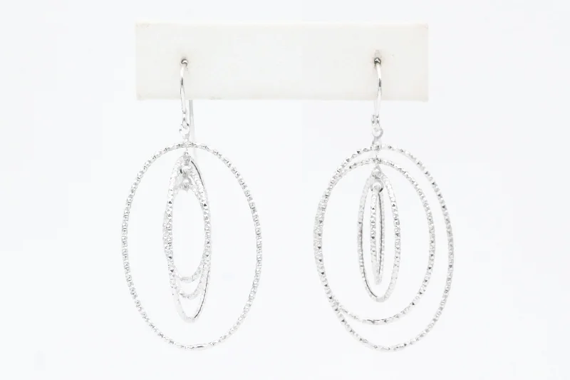 Luxury Drop Earrings-White Gold Multi-Hoop Dangle Earrings