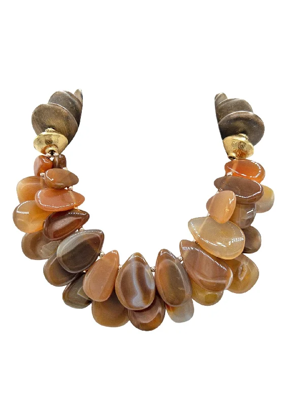 Stunning Crystal Necklace-Up & Down Carnelian Wood Necklace