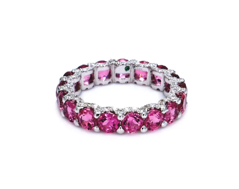 Large Engagement Ring-Pink Tourmaline Eternity Ring