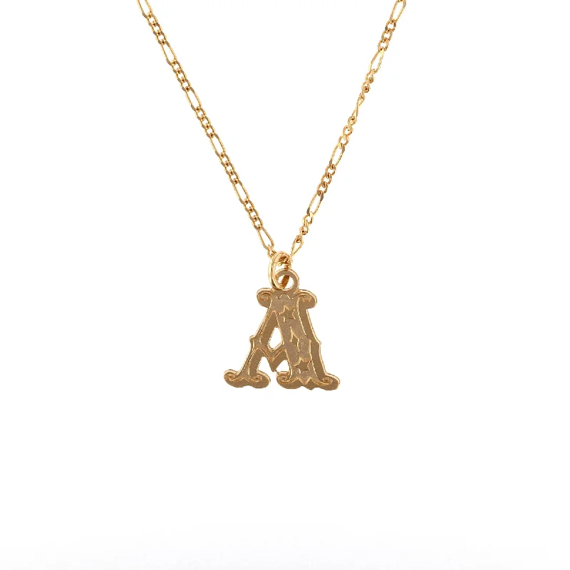 Dainty Pendant Necklace-Circus Letter A Gold Plated Necklace