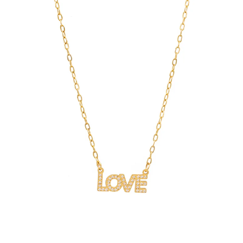 Customizable Heart Necklace-The Love Gold Horizontal Necklace Bling