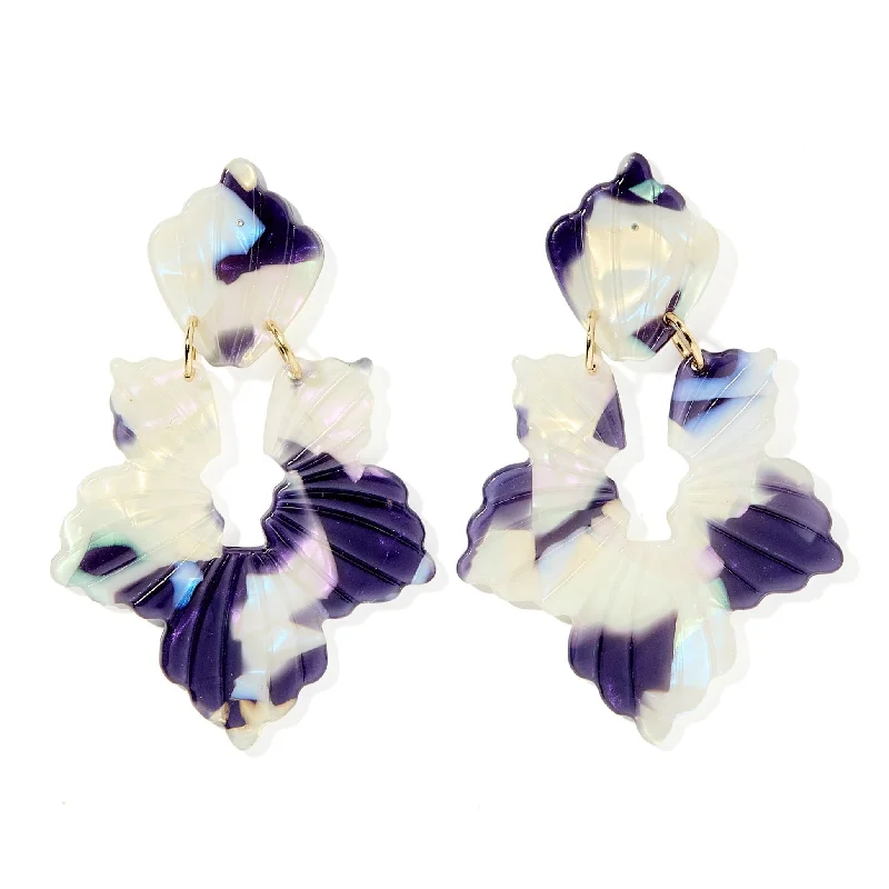 Elegant Bridal Earrings-Linny Co | Michelle Floral Drop Earrings in Midnight Rain