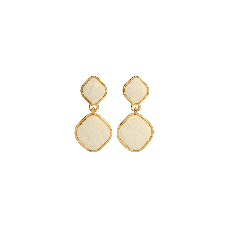 Gold Hoop Earrings-ALMA CREAM LINEN