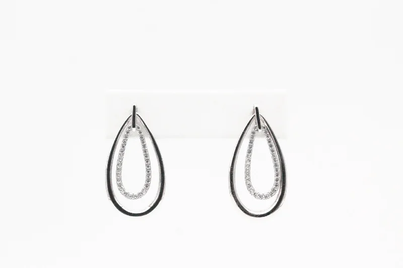 Nature Inspired Earrings-Sterling Silver Teardrop Earrings with Cubic Zirconia