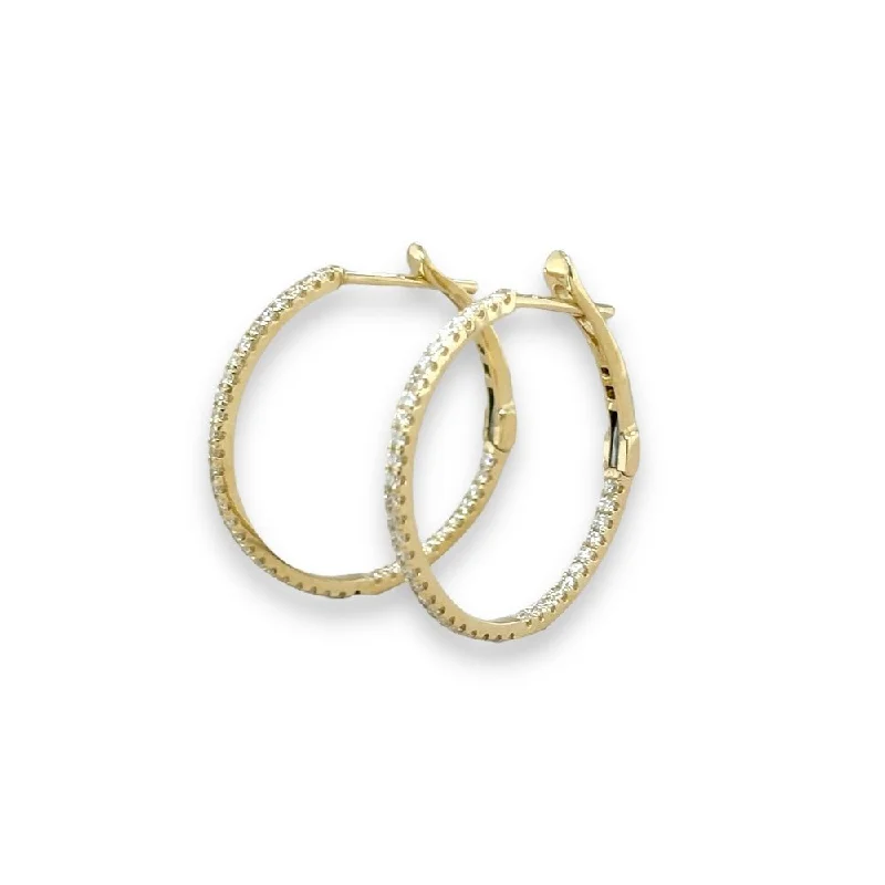 Small Stud Earrings for Women-14K Y Gold 0.50ctw I/SI1 Diamond Hoop Earrings