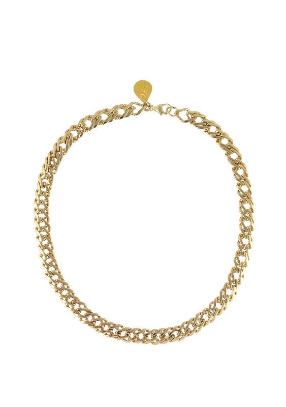 Handcrafted Gold Necklace-Gold Textured Chain Necklace