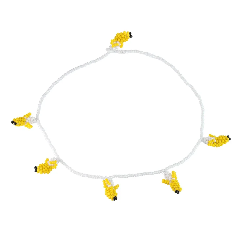 Double Chain Necklace-Banana Necklace Yellow Beads