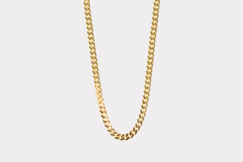 Designer Pendant Necklace-IX Chunky Curb Gold Plated Necklace