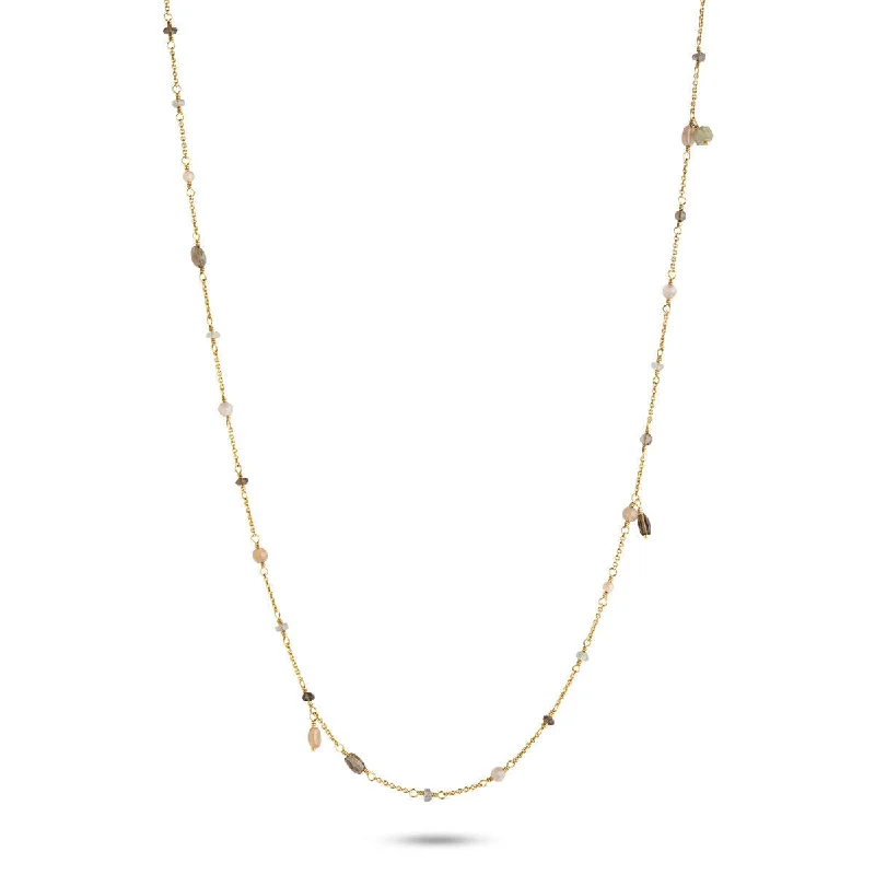 High-End Gold Necklace-Limited Edition Grey, Brown & Pink 18K Gold Plated Necklace