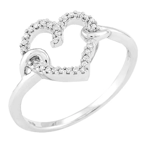 Men's Engagement Ring-Sterling Silver 0.10CTW DIAMOND FANCY HEART RING