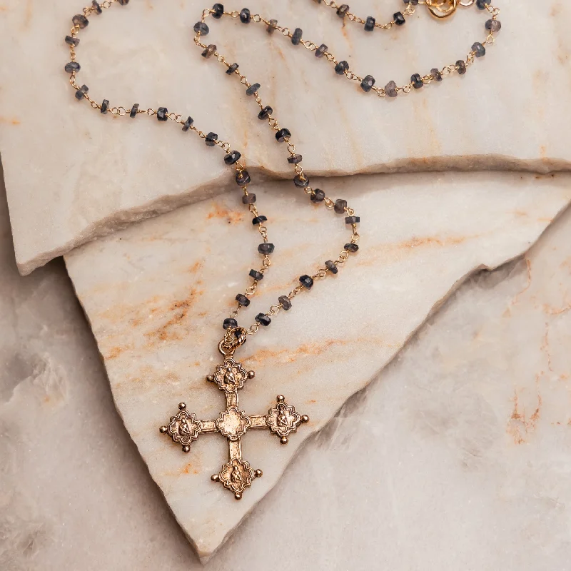 Layered Necklace for Women-Ruth Beaded Cross Necklace