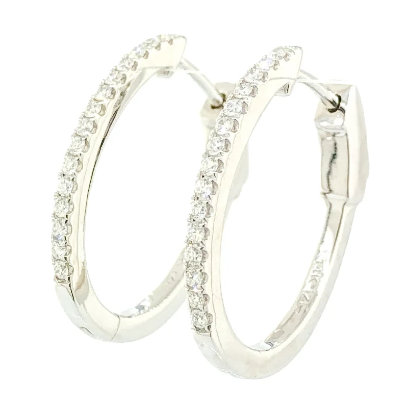 Unique Earrings for Bridesmaids-14K W Gold 0.38ctw Diamond Hoop Earrings