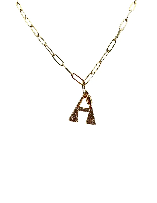 Personalized Gold Necklace-Gold Paperclip Chain Alphabet Necklace