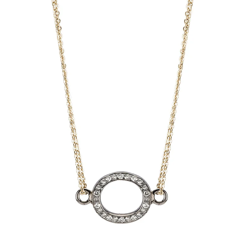 Beautiful Gold Necklace-Diamond Open Oval Necklace