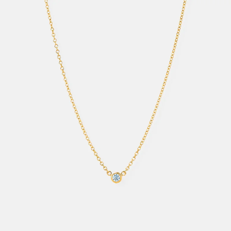 Bridal Necklace with Pearls-14K Gold Modern Diamond Solitaire Necklace