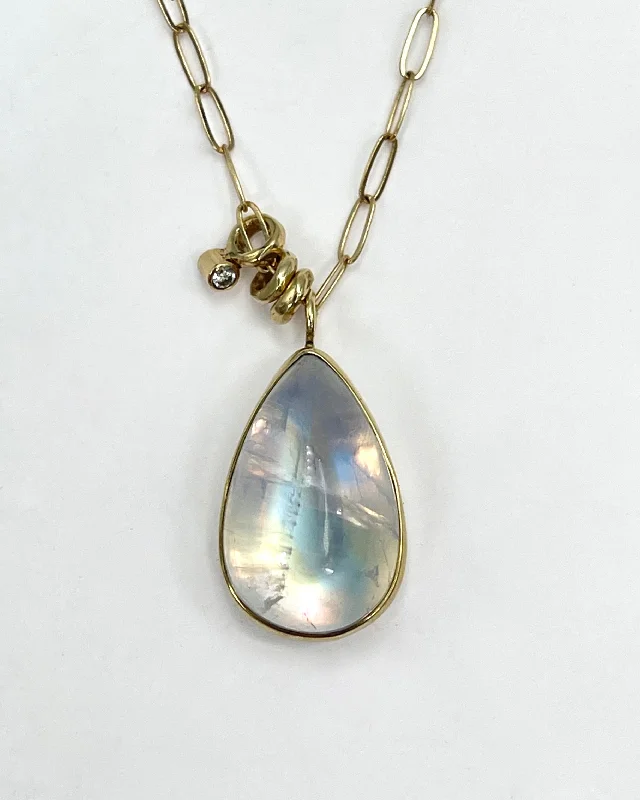 Modern Crystal Necklace-Jamie Joseph White Rainbow Moonstone Necklace