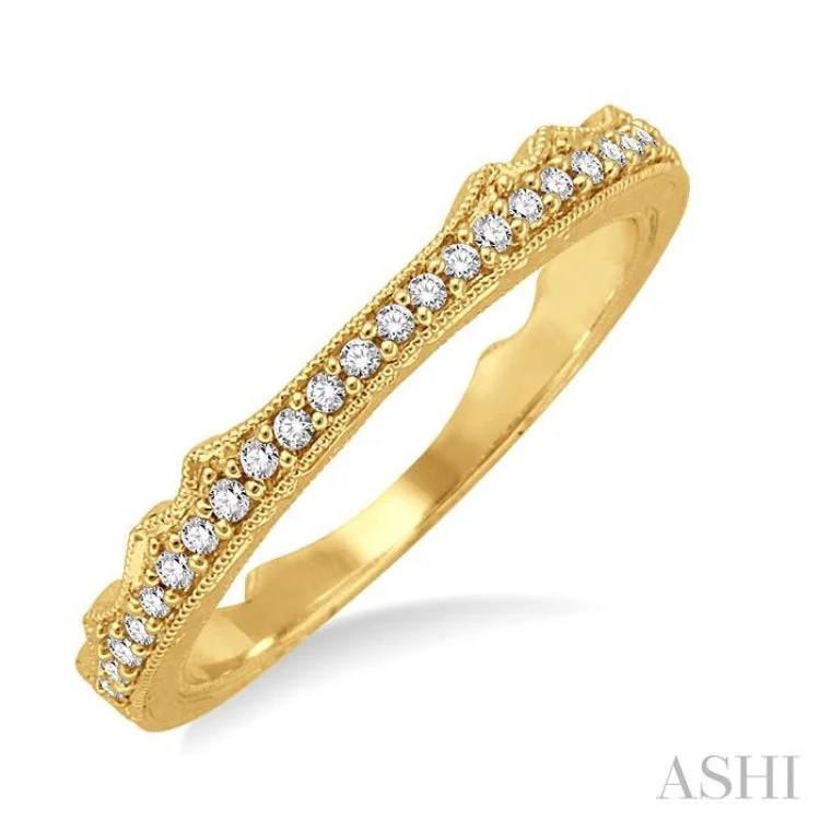 Stackable Rings for Women-1/10 ctw Round Cut Diamond Wedding Band in 14K Yellow Gold