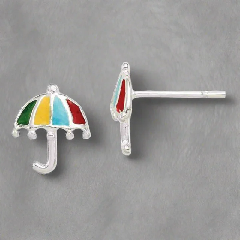 Fashion Earrings for Wedding Day-SS Multi Color Enamel Umbrella Stud Earrings