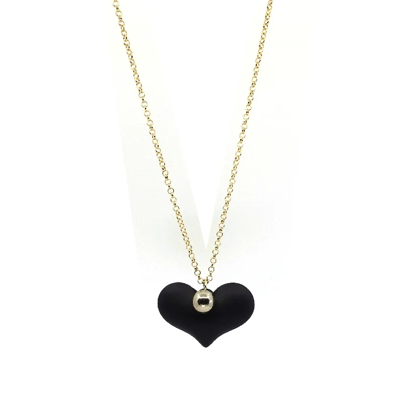 Fashion Jewelry Necklace for Women-Rubber Heart Pendant Necklace