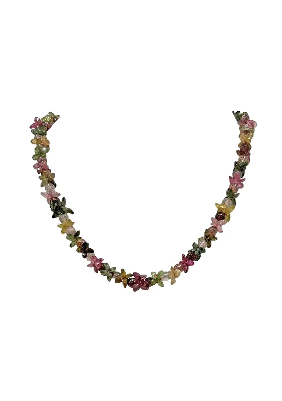 Heart Necklace with Diamonds-Multi Pink Tourmaline Necklace