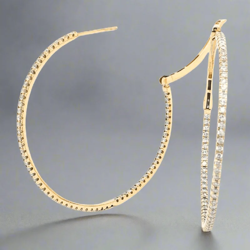 Classic Round Earrings-14K Y Gold 1.35cttw Diamond Hoop Earrings