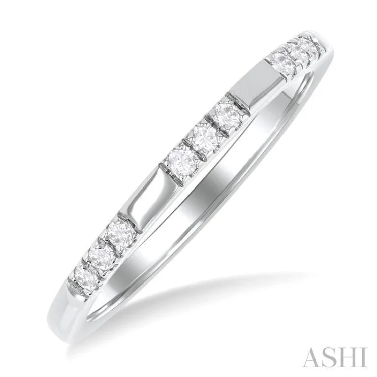 Custom Vintage Engagement Ring-1/8 ctw Sectioned Round Cut Diamond Fashion Band in 14K White Gold