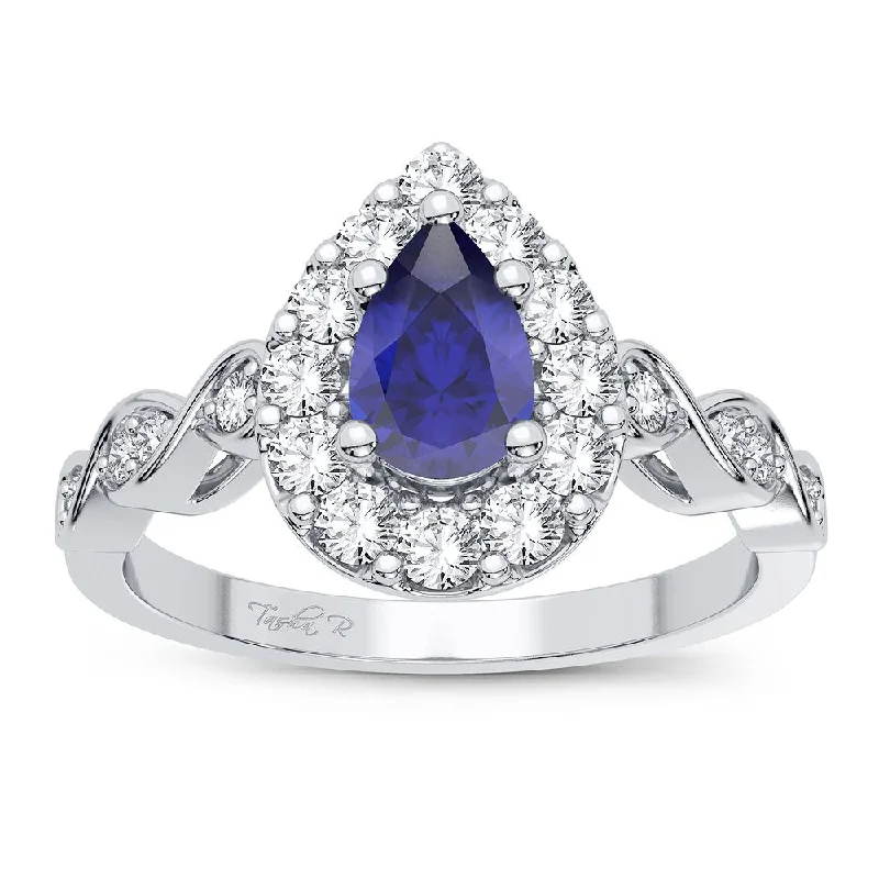 Custom Birthstone Ring-14K 0.28CT Diamond Sapphire Ring