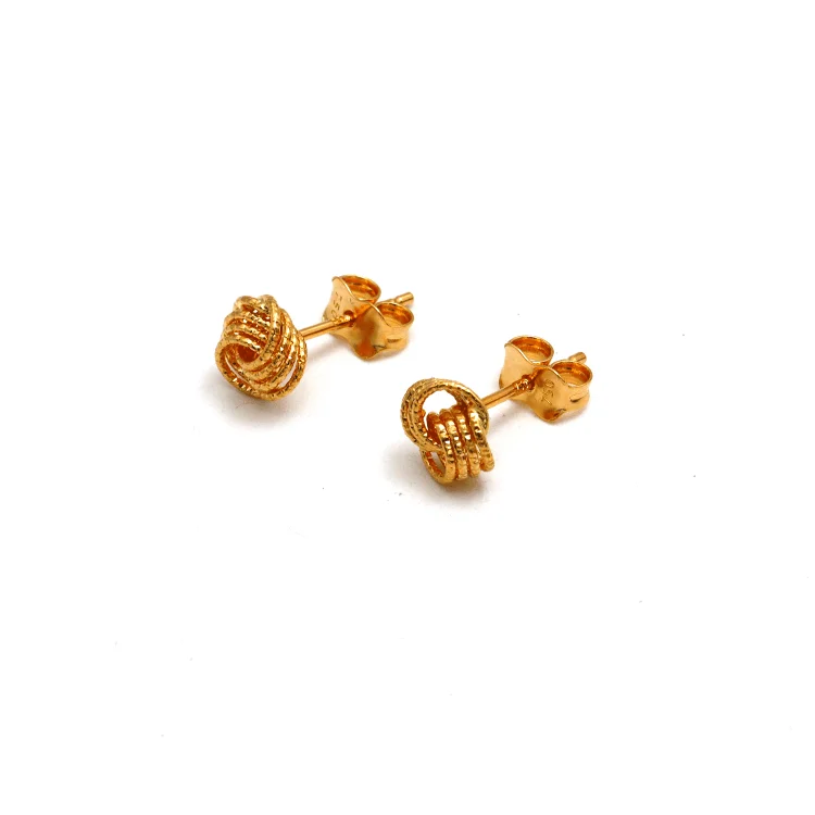 Stud Earrings for Women-Real Gold 4 Ring Small Twisted Stud Earring Set 8120 E1849