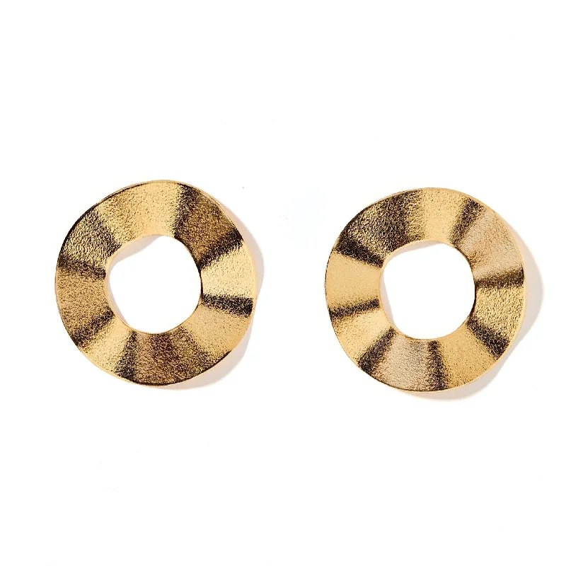 Boho Hoop Earrings-Linny Co | Eliza Gold Tone Circular Earrings