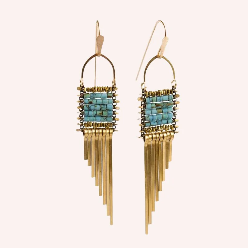 Custom Engraved Earrings-Asymmetrical Turquoise Earrings