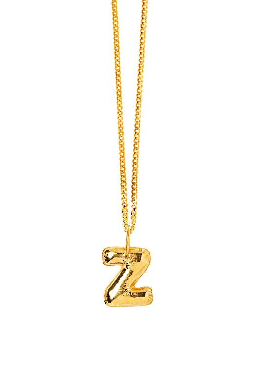 Statement Necklace with Pearls-Letter Z Gold Plated Necklace