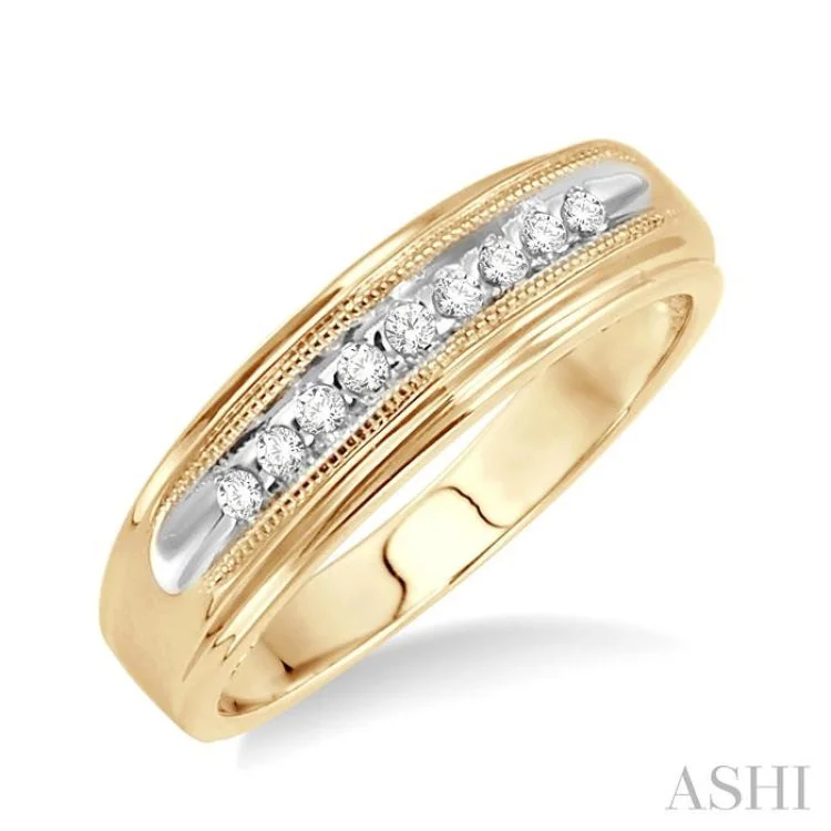 Rose Gold Wedding Band for Women-1/8 ctw Round Cut Diamond Men's Ring in 10K Yellow Gold