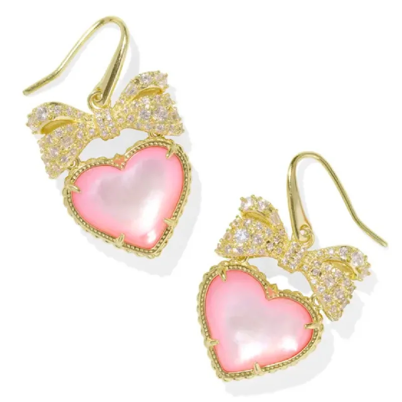 Swarovski Crystal Earrings-Kendra Scott | Haisley Heart Gold Drop Earrings in Blush Ivory Mother-of-Pearl