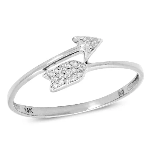 Custom Name Ring-14KW 0.10CTW DIAMOND ARROW RING