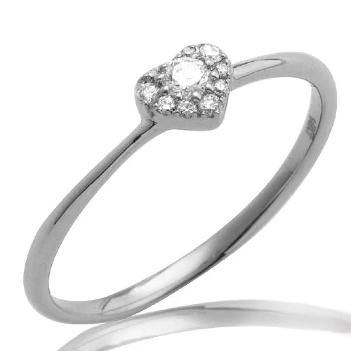 Diamond Ring with Gold Band-14KW 0.12CTW DIAMOND HEART CLUSTER RING