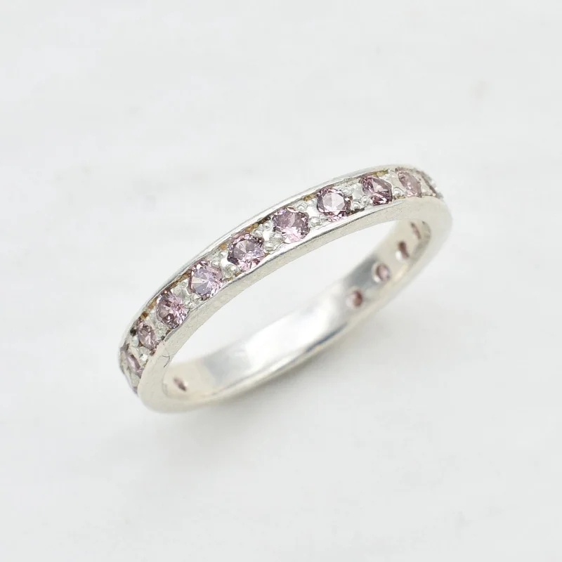 Elegant Wedding Ring-Morganite Ring - Pink Eternity Band - Dainty Vintage Ring