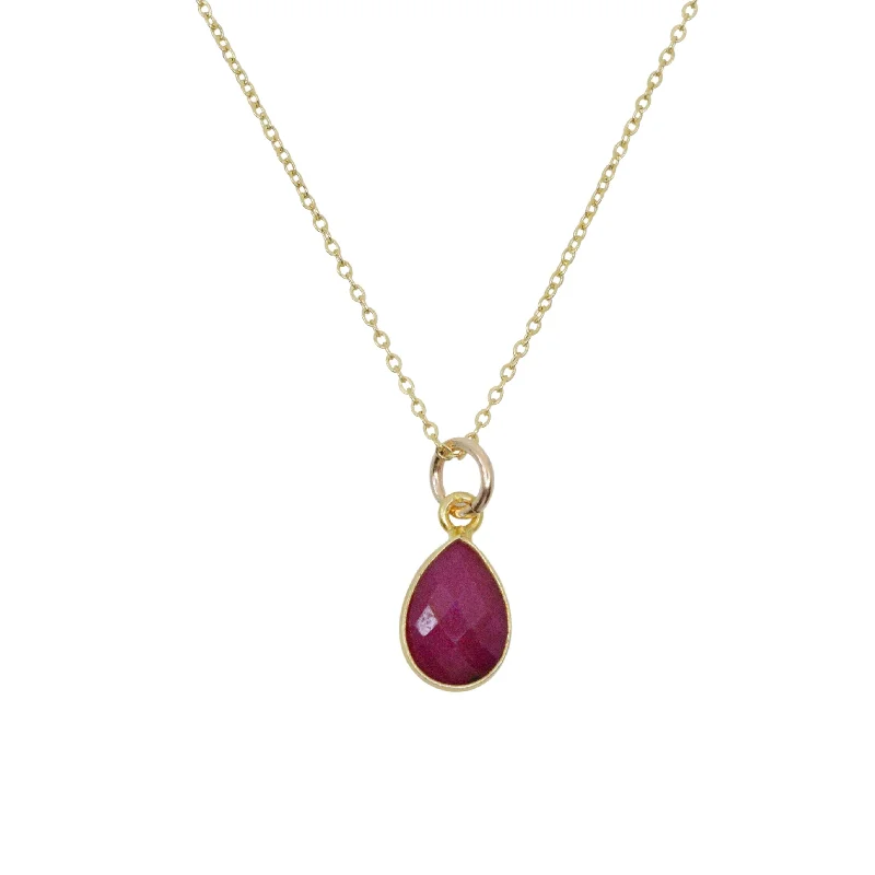 Wedding Necklace for Bride-The Red Ruby Teardrop Necklace