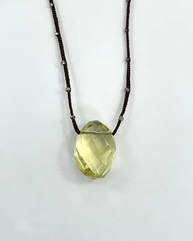 Diamond Pendant Necklace-Danielle Welmond Lemon Quartz Nugget Necklace