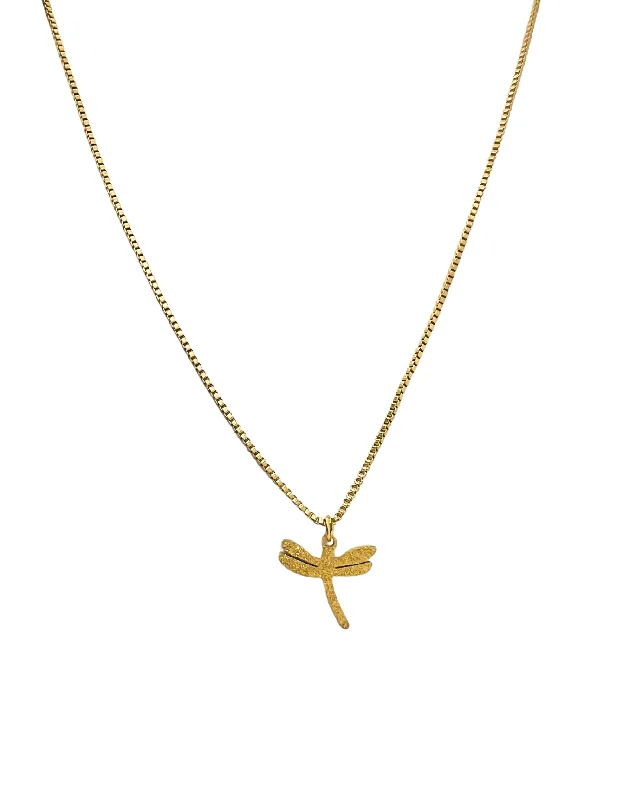 Sterling Silver Necklace for Women-The Glitter DragonFly Gold Necklace