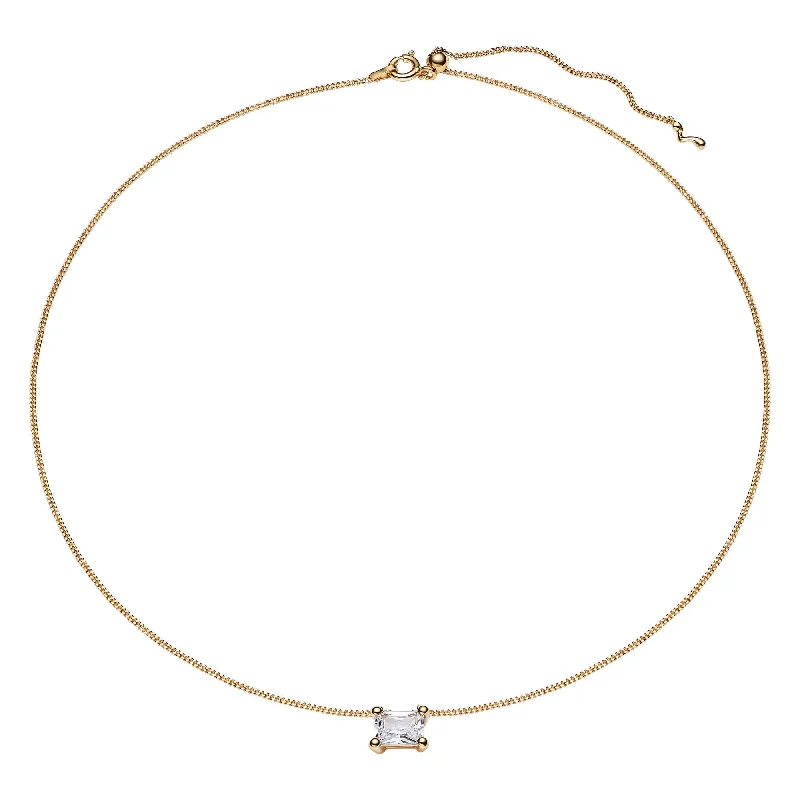 Luxury Beaded Necklace-Roppongi Drop Gold Plated Necklace w. Zirconia