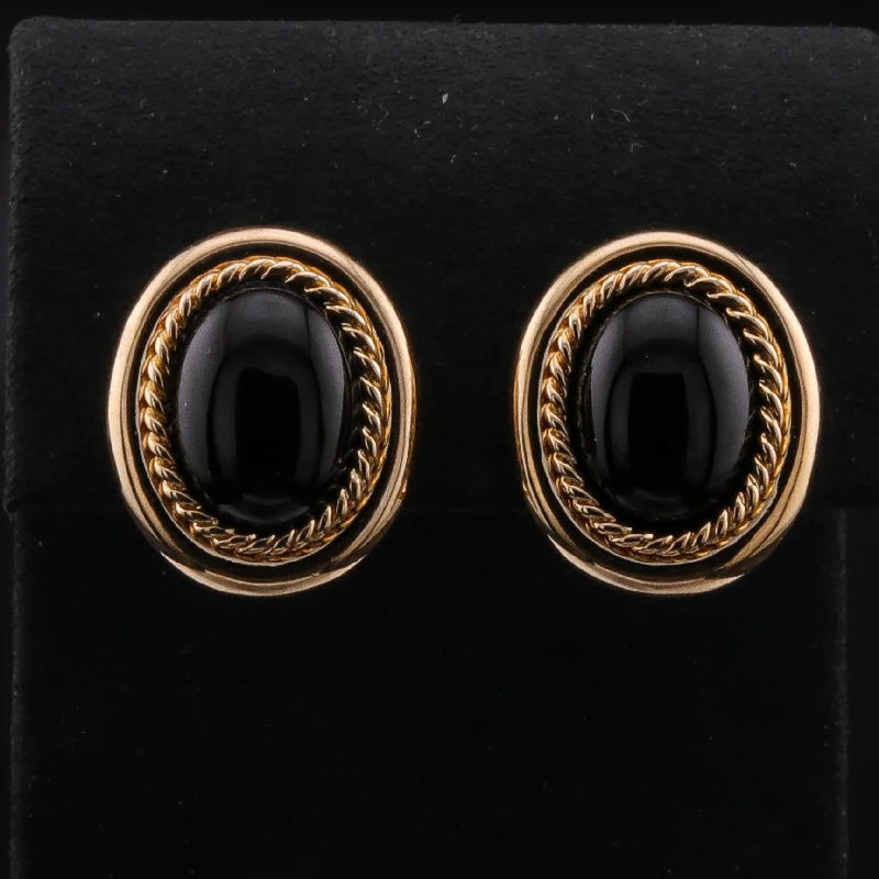 Small Hoop Earrings for Women-Clip-On Onyx Earrings