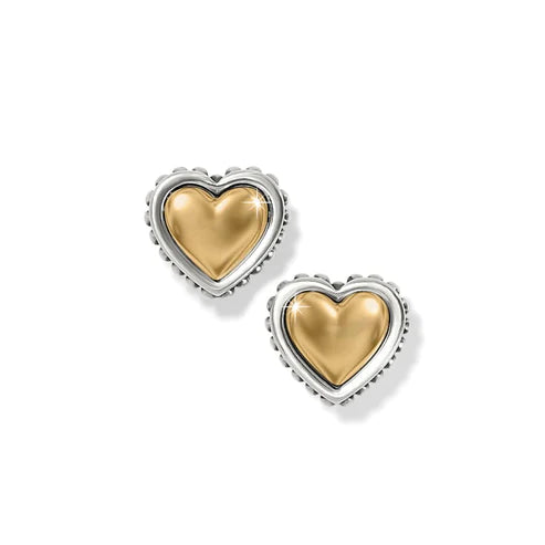 Artistic Drop Earrings-Brighton | Pretty Tough Petite Heart Post Earrings in Silver and Gold Tone