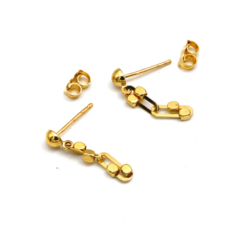 High-End Earrings for Weddings-Real Gold Paper Clip GZTF Beads Hanging Earring Set 1294 E1838