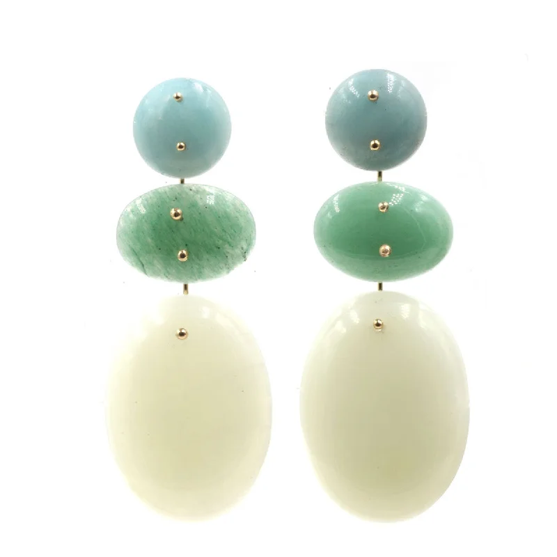 Cute Stud Earrings for Weddings-Mobile Earrings Amazonite, Aventurine, Jade