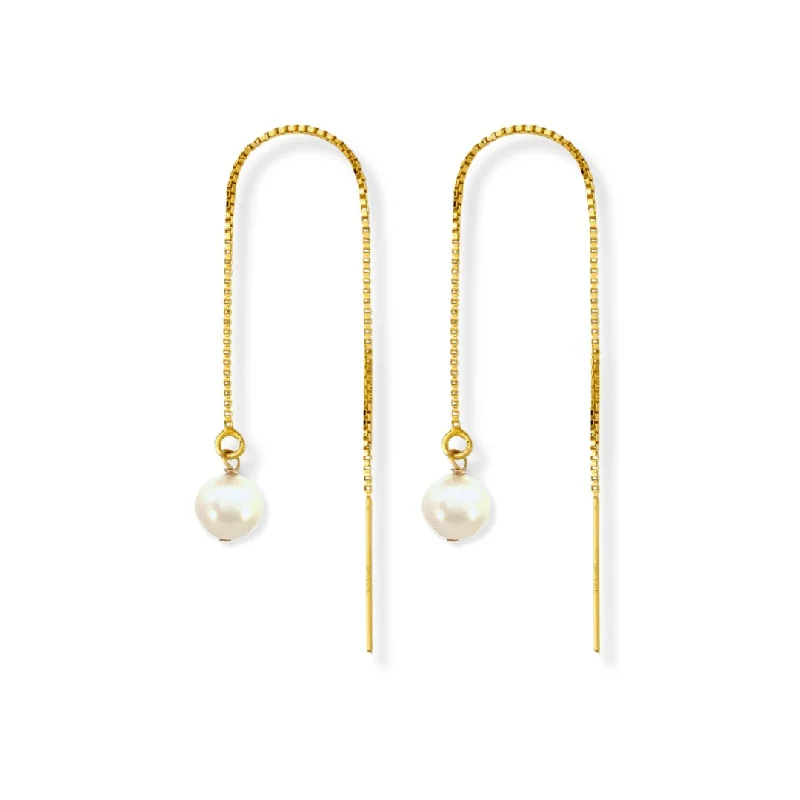 Stud Earrings for Women-Threader Earrings + Pearl Drop Charm