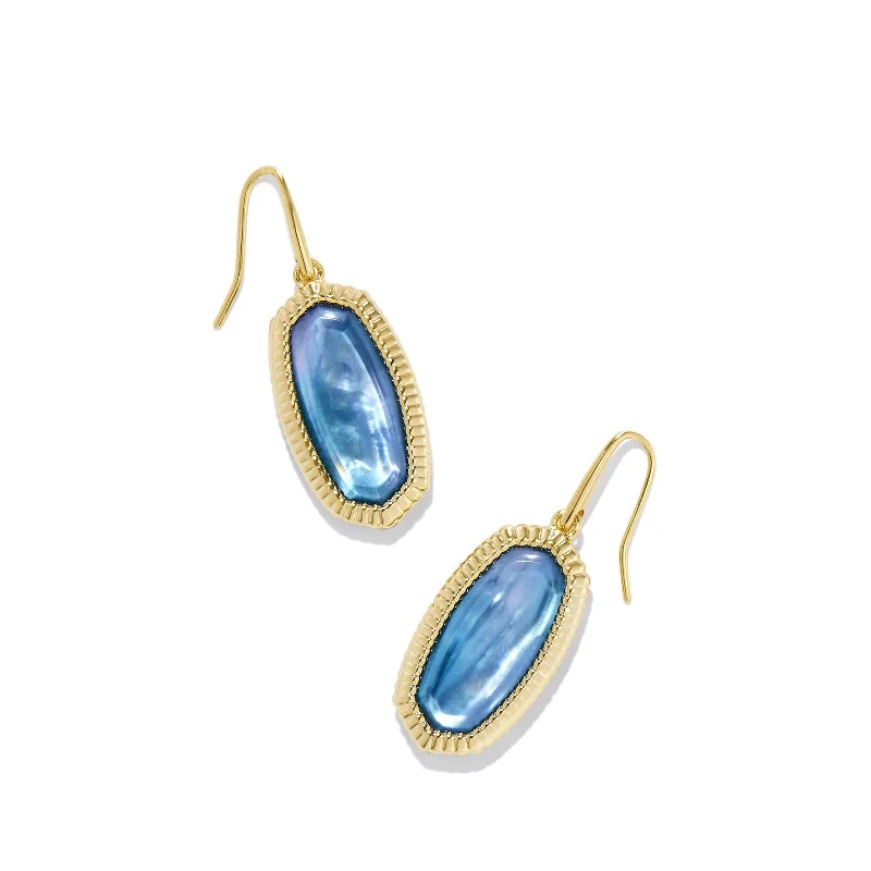 Elegant Gemstone Drop Earrings-Kendra Scott | Dani Gold Ridge Frame Drop Earrings in Indigo Watercolor Illusion