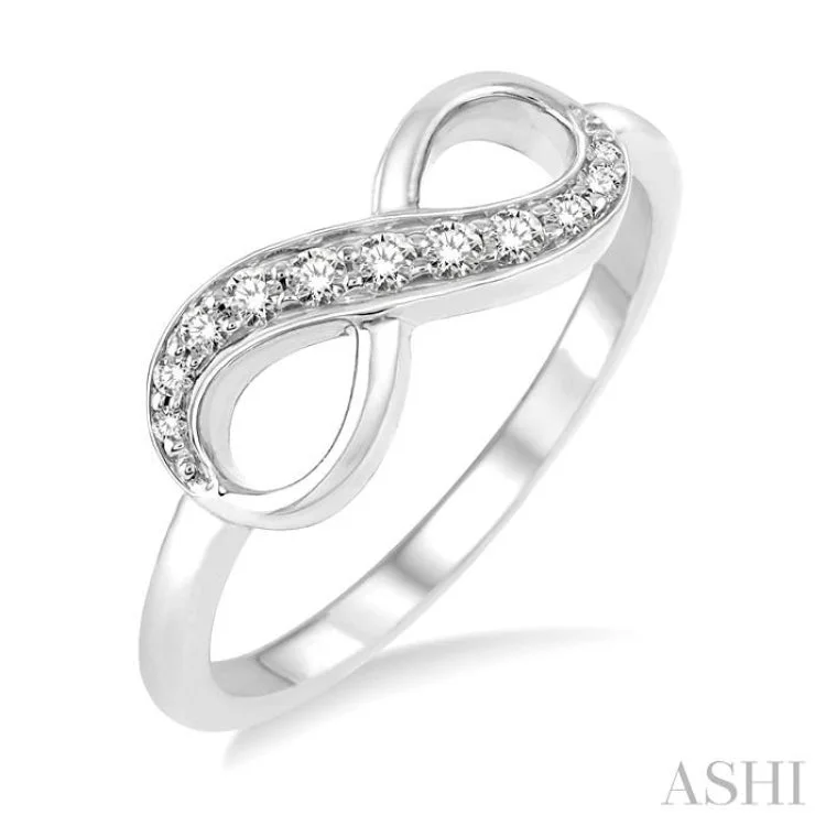 Luxury Diamond Ring-1/6 ctw Round Cut Diamond Infinity Petite Ring in 14K White Gold