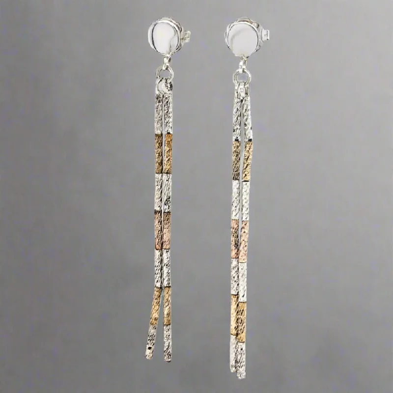 Cute Animal Earrings-SS “Lucy” Dia Cut Tube Dangle Earrings